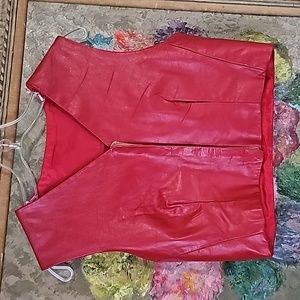 Red velcro closure leather vest